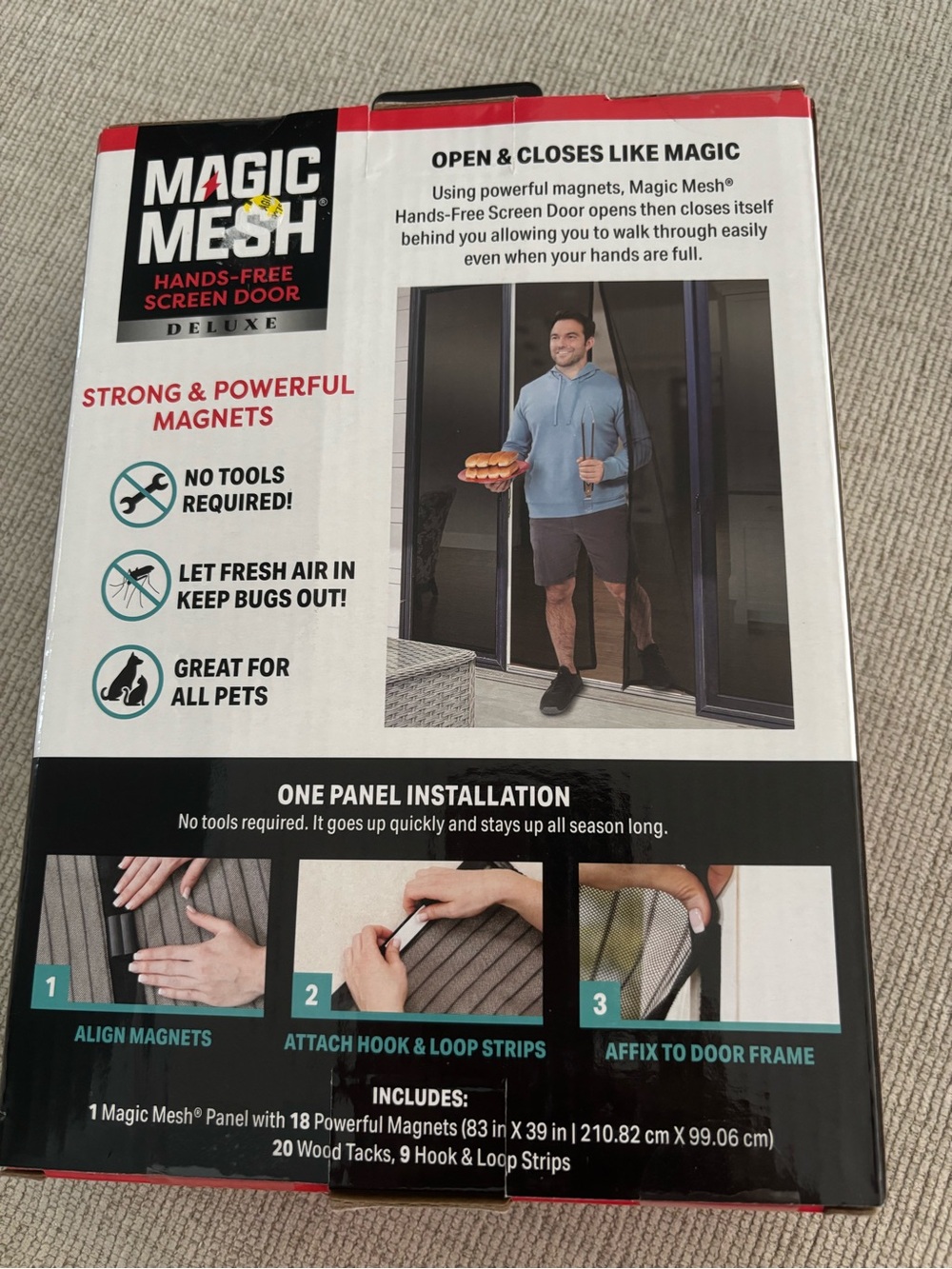 Magic Mesh Deluxe Hands-Free Screen Door - Black